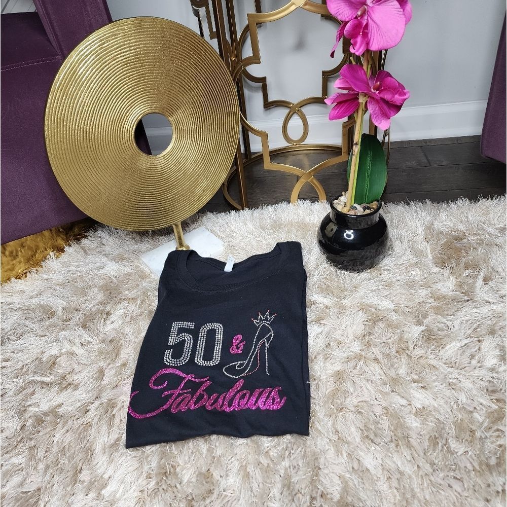50th & Fabulous Bling Tee